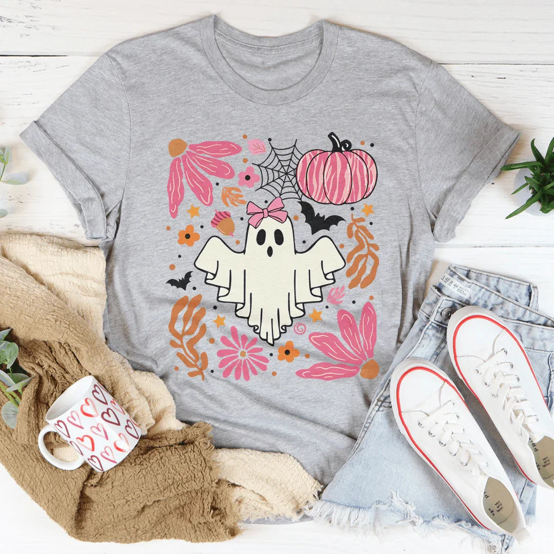 Halloween Pink Ghost T-Shirt Ultra Soft Tee Peachy Sunday