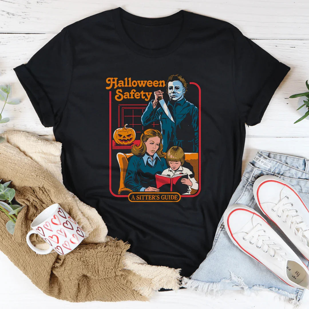 Halloween Safety Tee 100% Ring-Spun Cotton T-Shirt Peachy Sunday