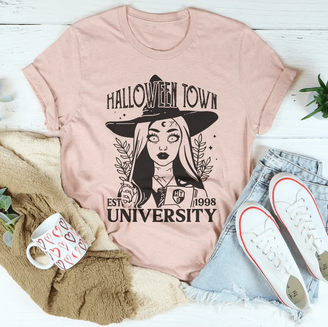Halloween Town University Tee Soft Lightweight T-Shirt Peachy Sunday