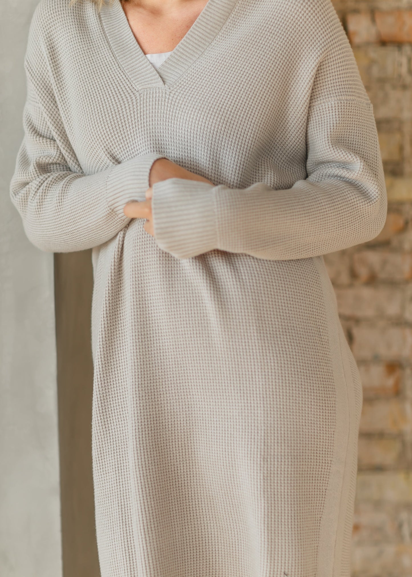 Hampton Taupe Waffle Knit Dress