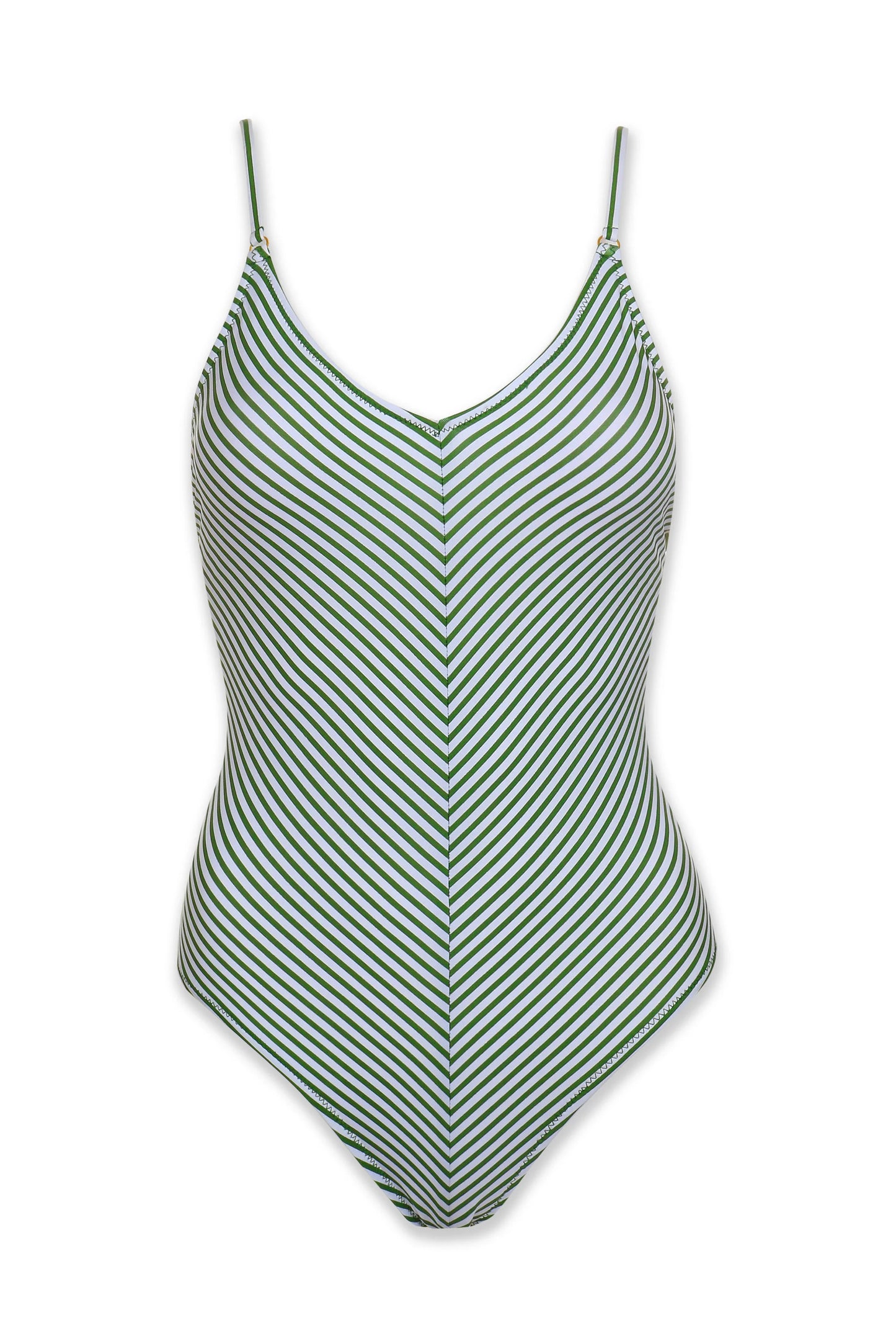 Fatigue Stripe Mitered One-Piece Swimsuit Helen Jon