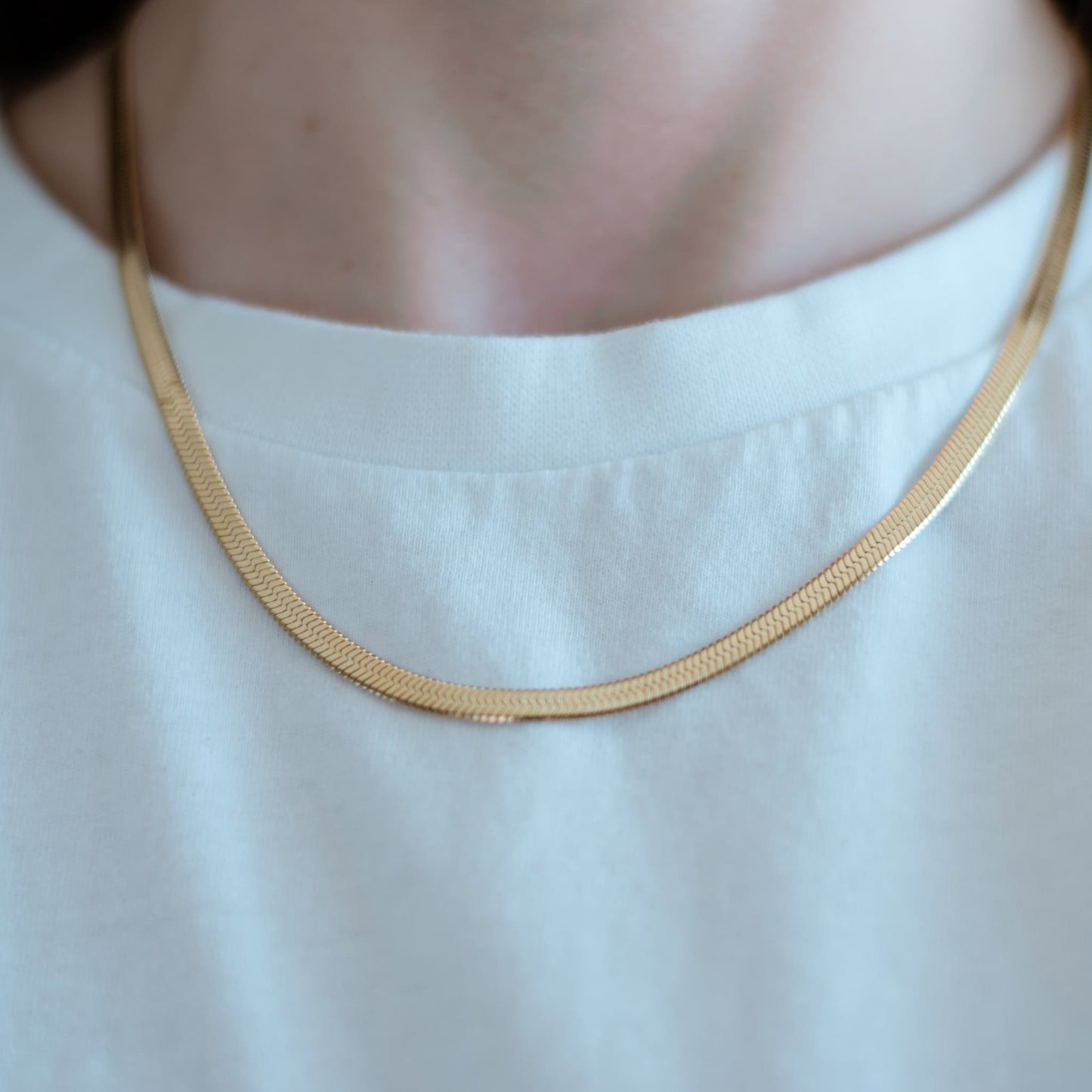 Herringbone Chain Adjustable Necklace Kate - Gold or Silver
