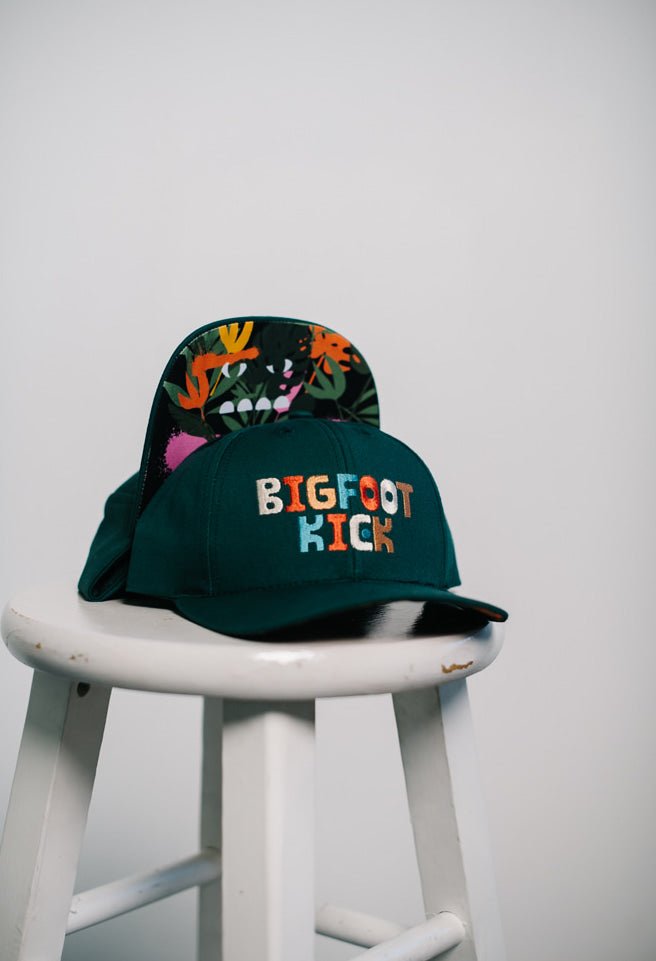 Hidden Bigfoot Embroidered Hat with Leather Closure