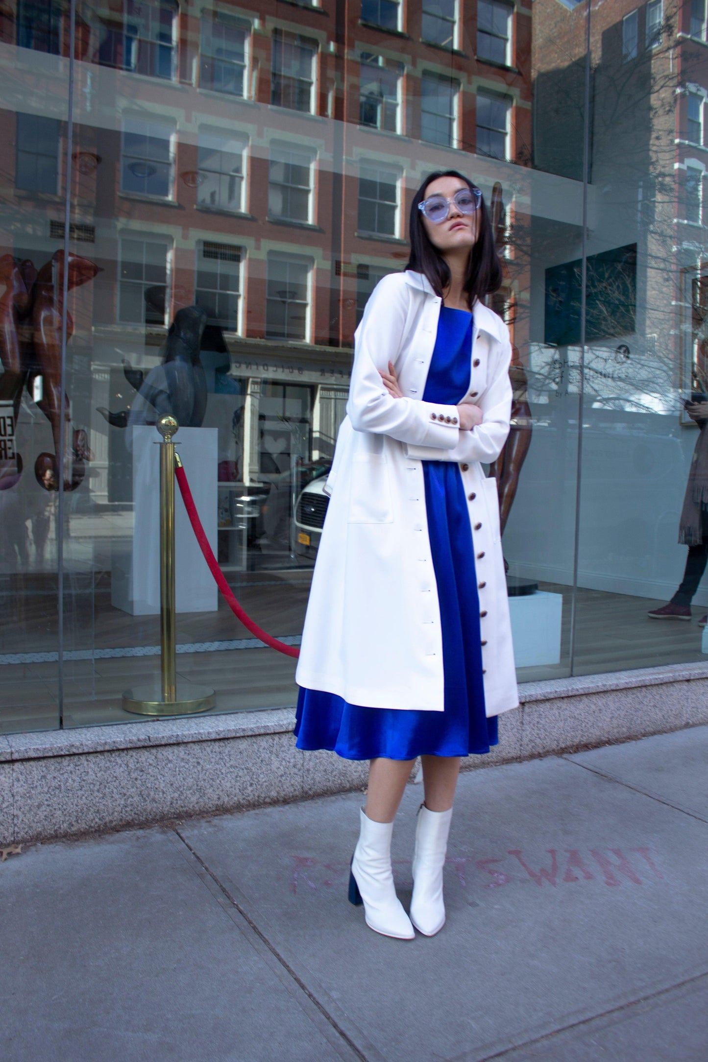 White Coat Elegant Long Coat Monique Women’s Le Reussi