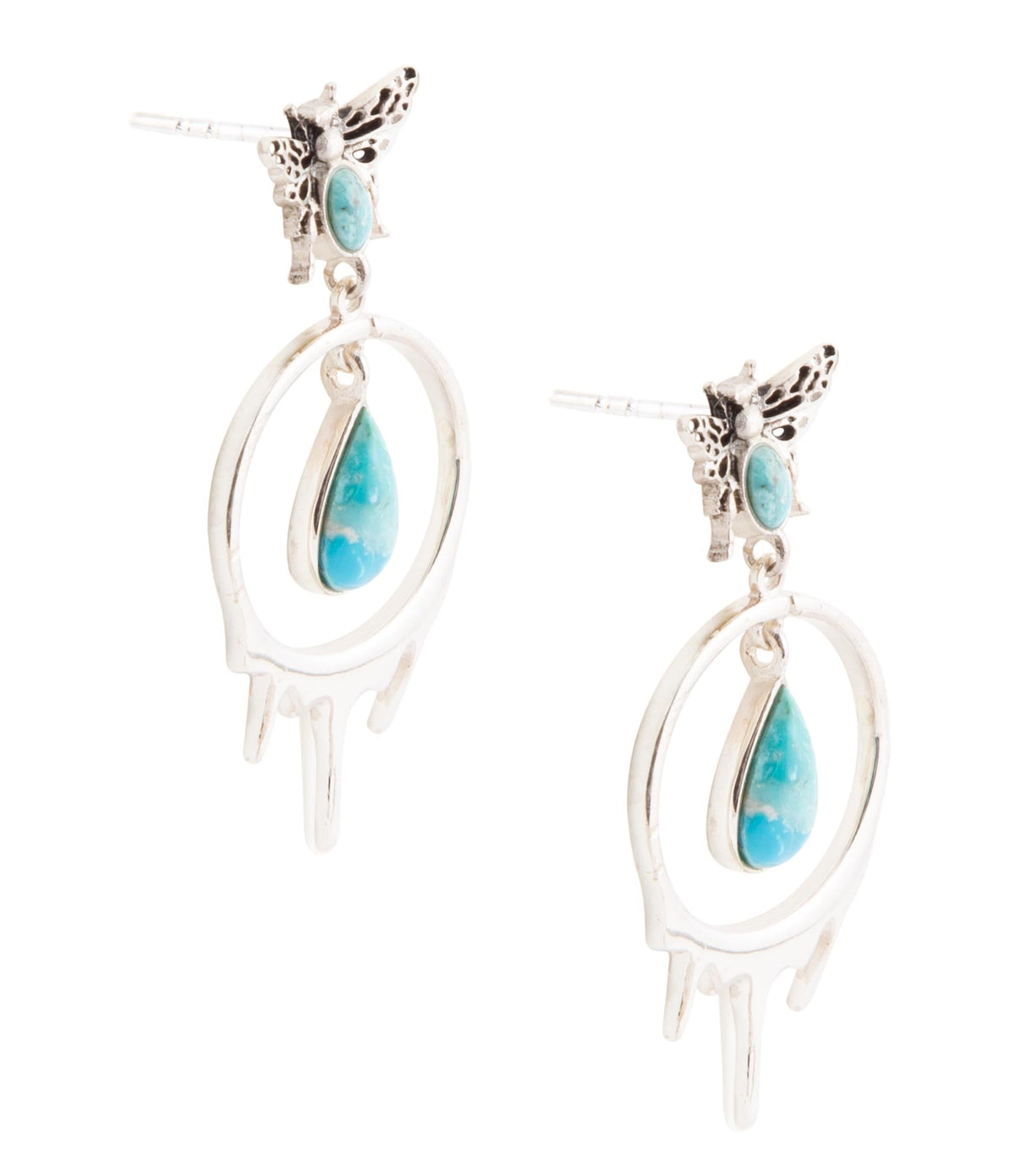 Blue Turquoise Sterling Silver Drop Earrings Honey