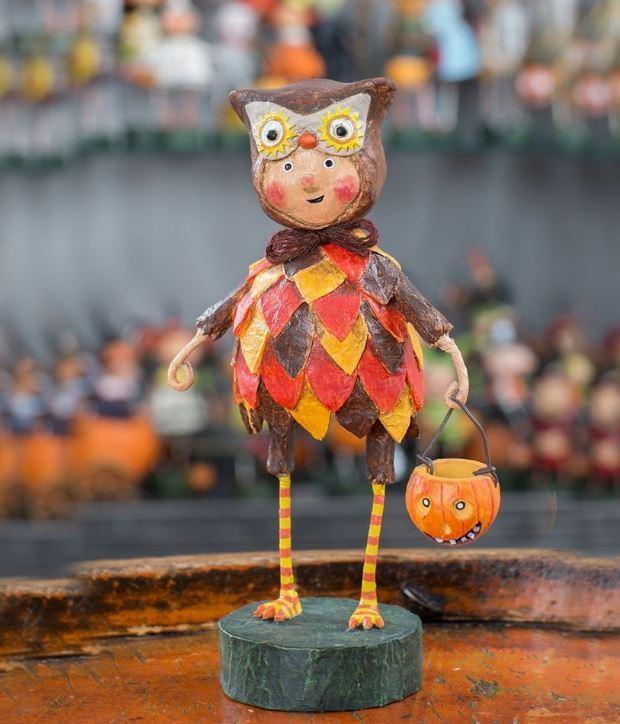 Hoot-N-Hollar Owl Halloween Resin Figurine Lori Mitchell