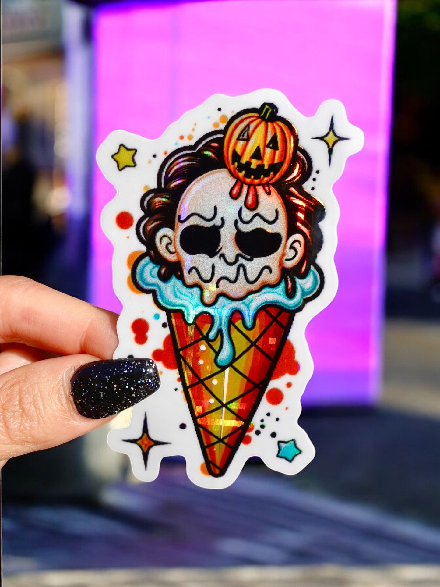 Horror Sundae Halloween Sticker Durable Waterproof 3x3 inches UntamedEgo LLC