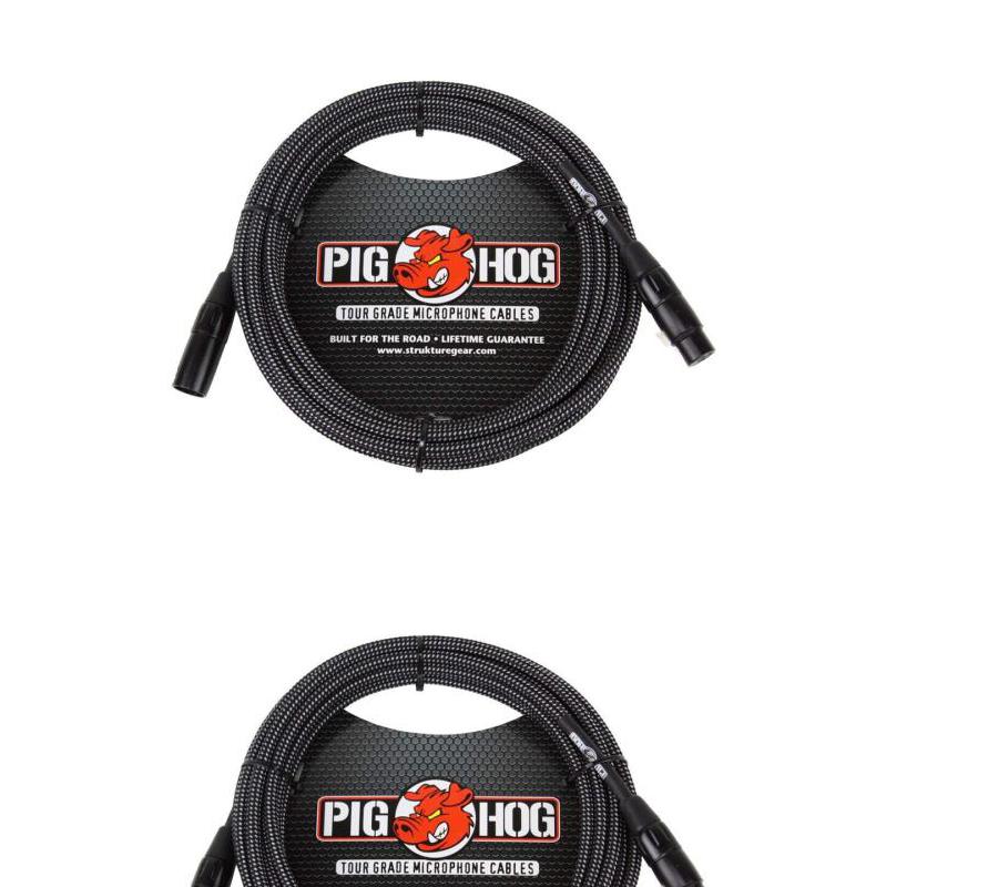 Black & White Woven Mic Cable 30FT XLR Pig Hog PHM30BKW