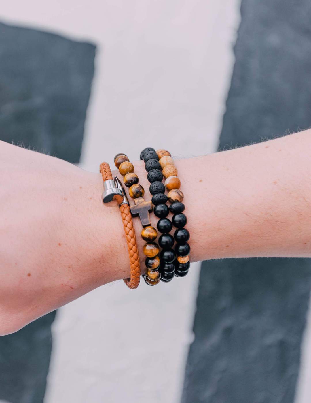Wooden and Black Stone Bracelet Humility by Elevated Faith