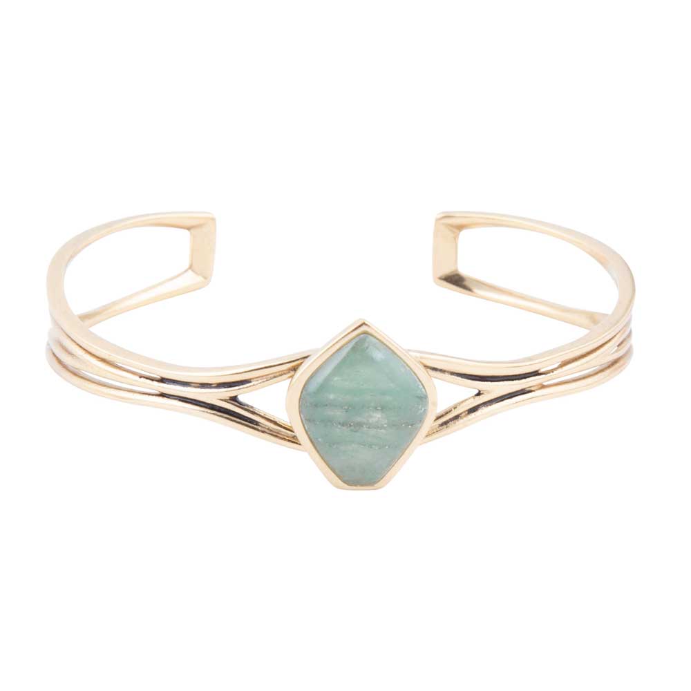 Green Aventurine Genuine Stone Cuff Bracelet Hush