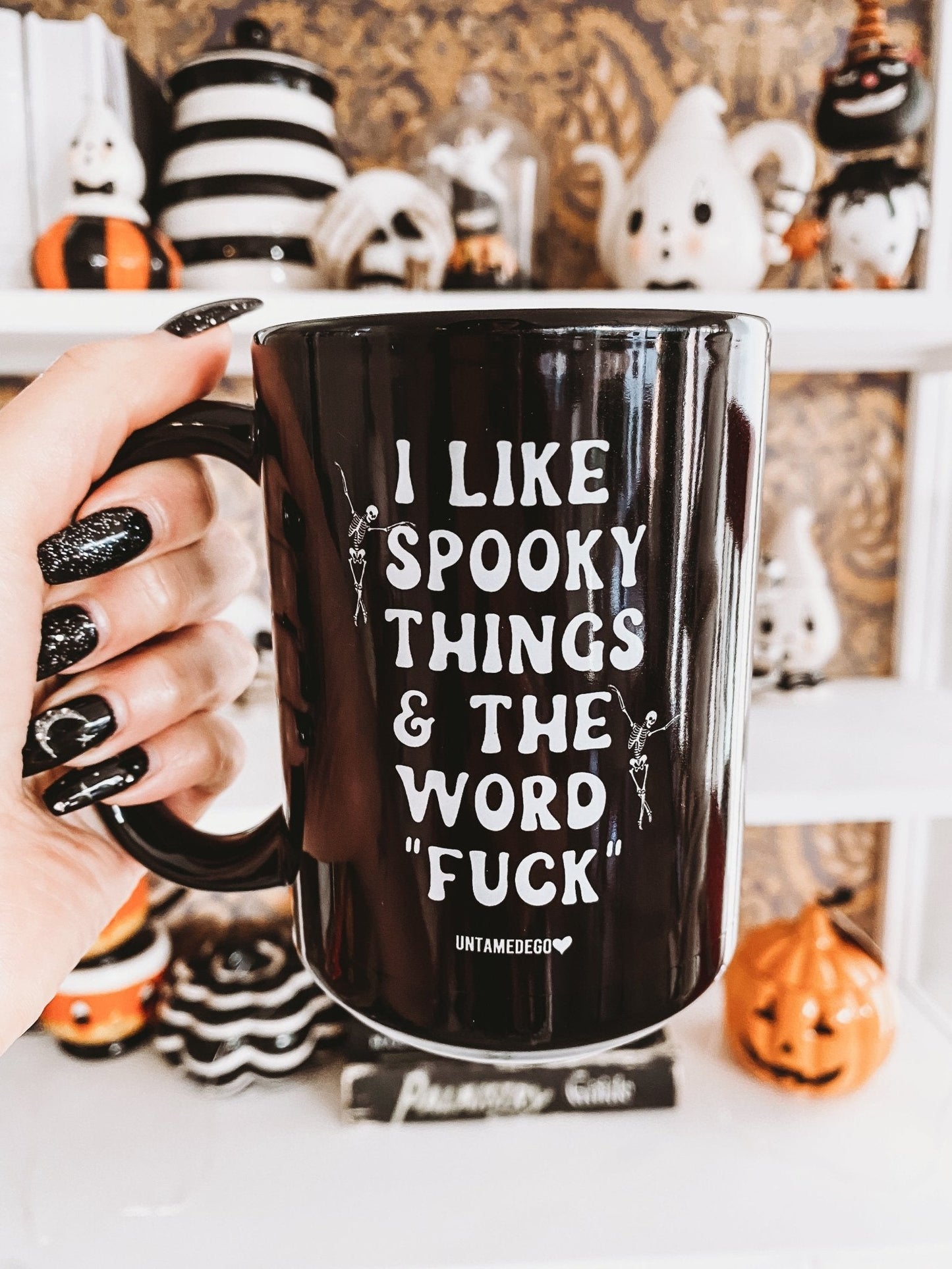 Halloween Mug Black Ceramic 15oz I Like Spooky Things & The Word Fuck