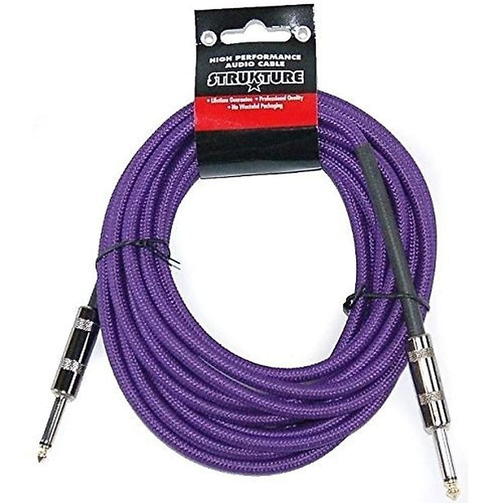 Strukture Purple Woven Instrument Guitar Cable Cord 18.5 FT 2 Pack