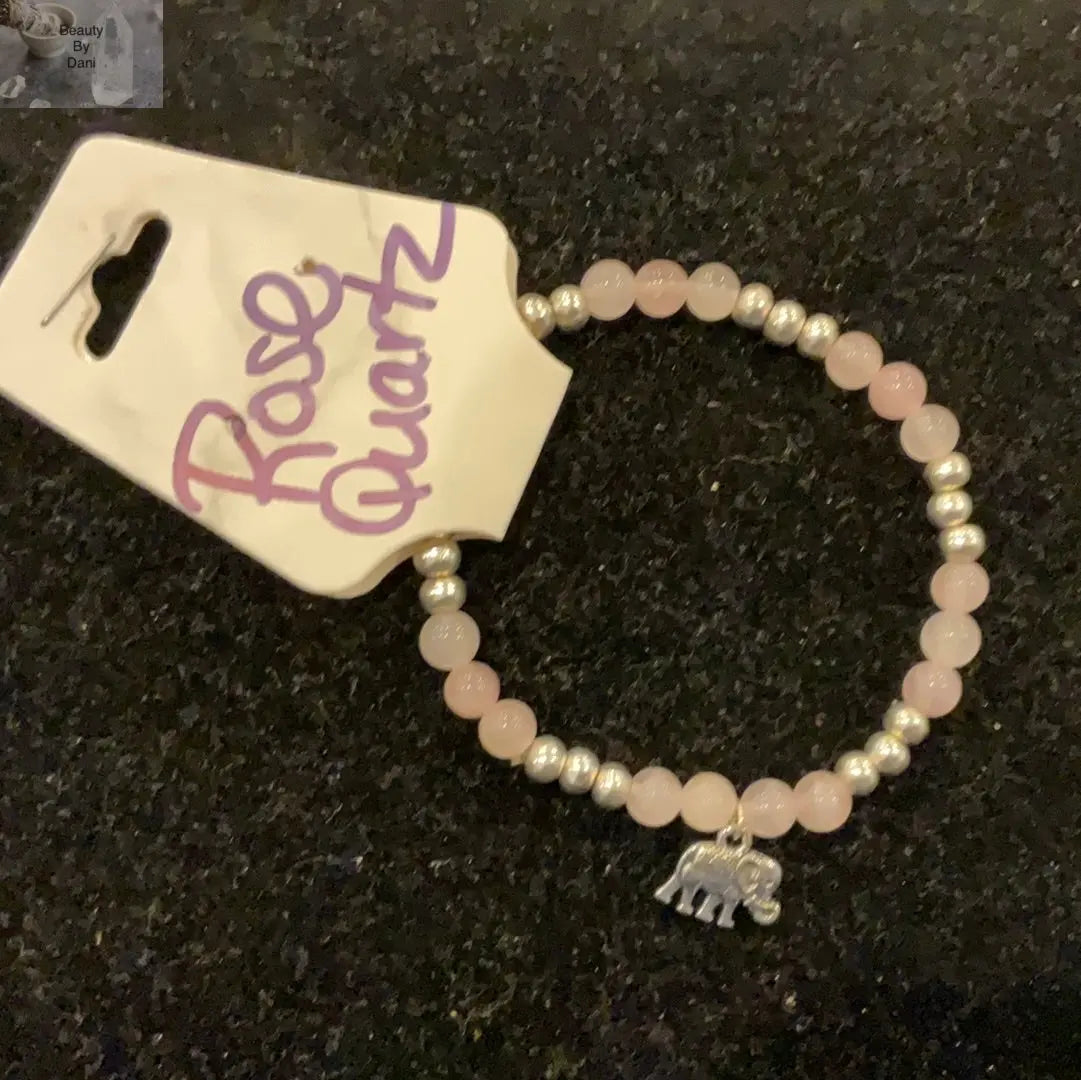 Rose Quartz Healing Bracelet with Stainless Steel Spacers