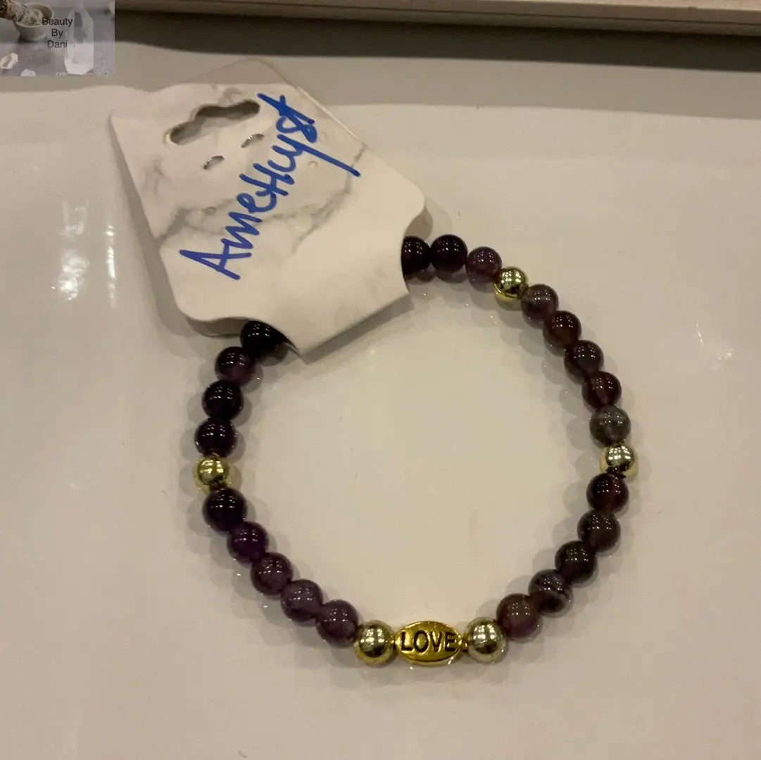 Amethyst Love Bracelet with Stainless Steel Spacer Jewelry