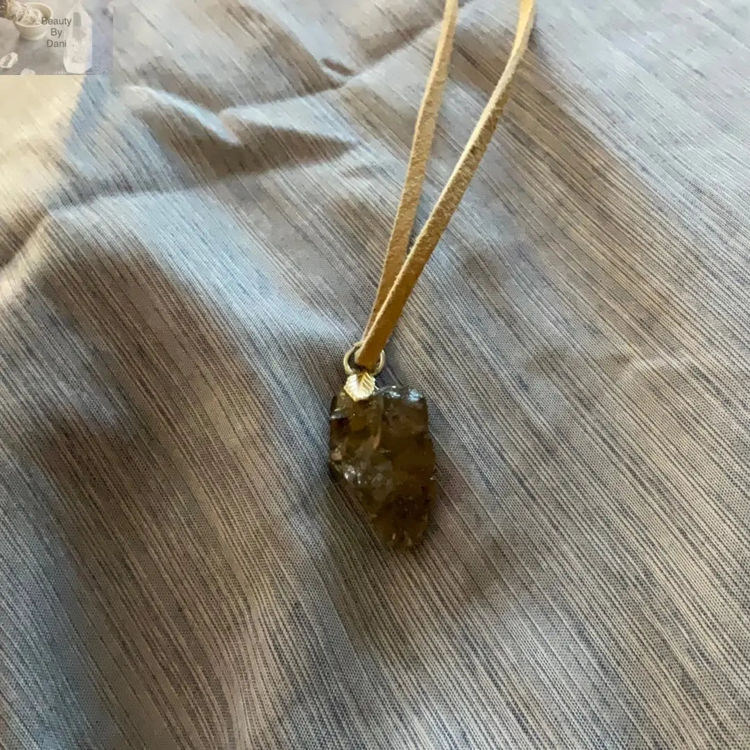 Smokey Quartz Natural Stone Pendant Necklace Beauty by Dani