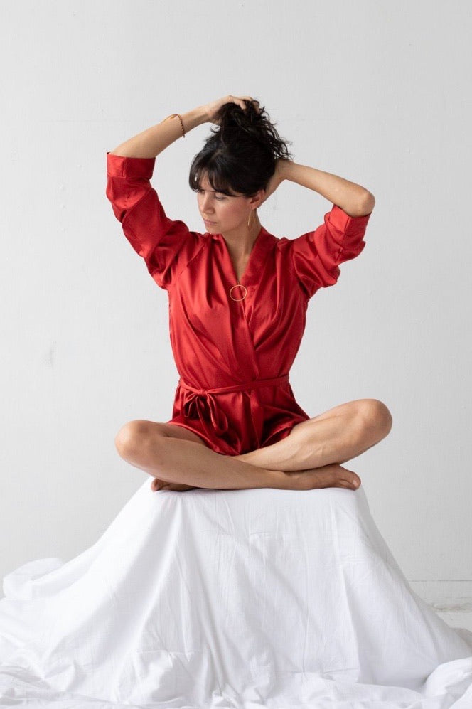Silk Shiny Satin Robe Classic Silk Robe