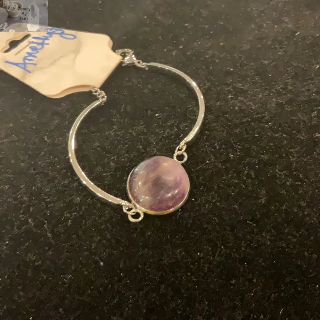 Amethyst Stainless Steel Setting Bracelet