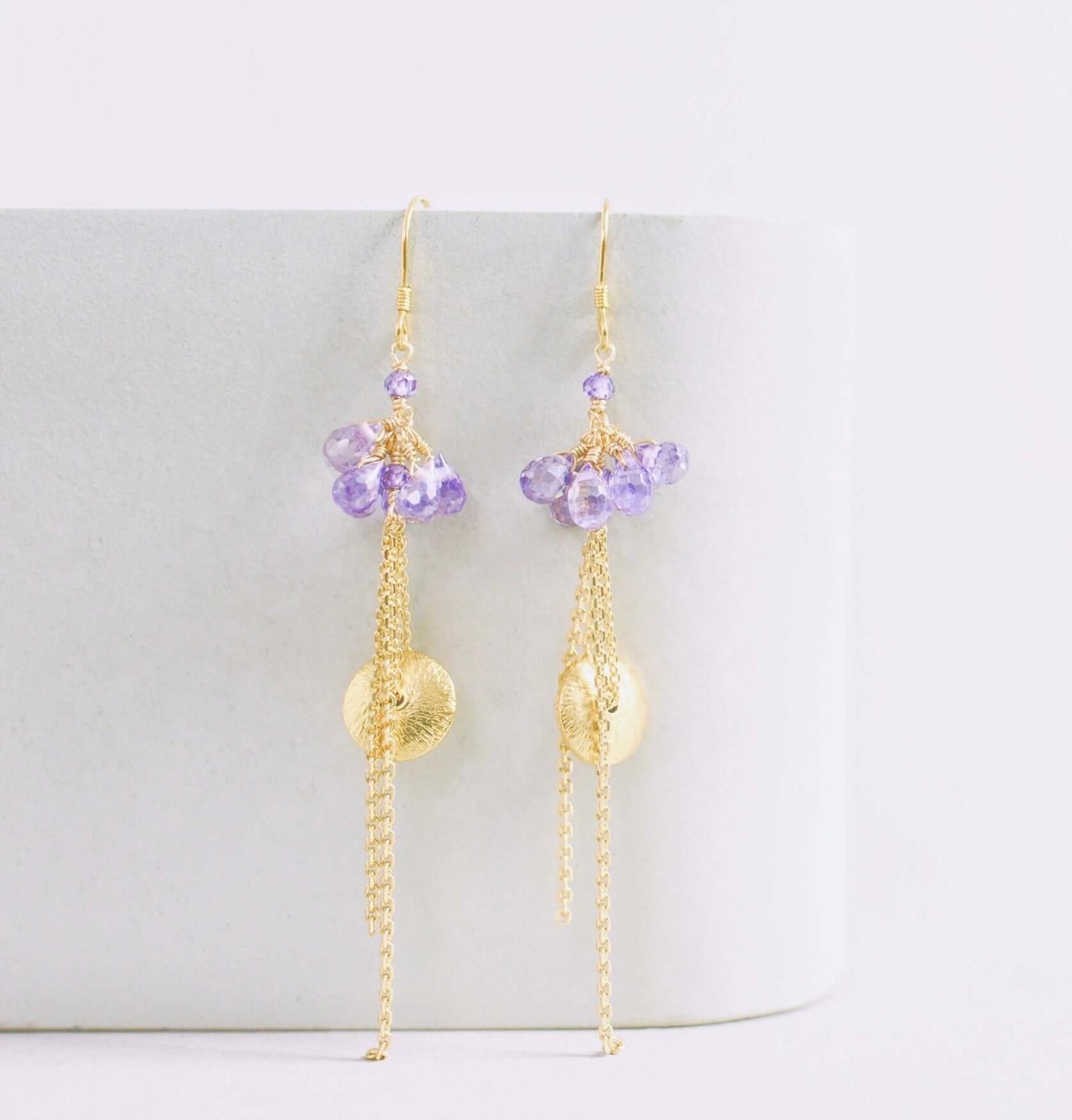 Aquamarine Ballet Earrings Handmade 14k Gold Plated Silver