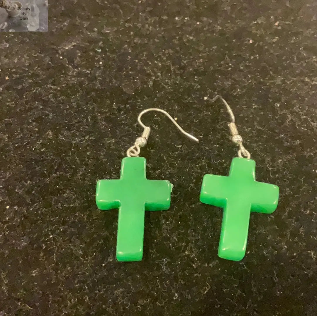 Green Aventurine Cross Earrings Jewelry Beauty by Dani