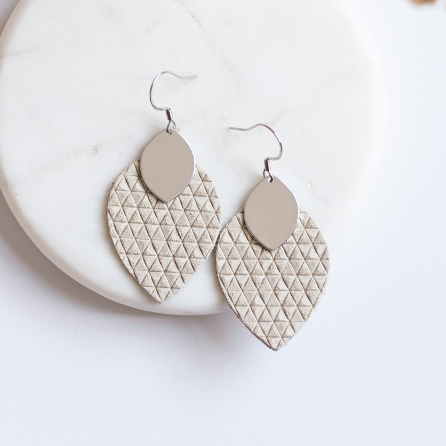 Leather Textured Mini and Medium Statement Earrings Cotton Cora