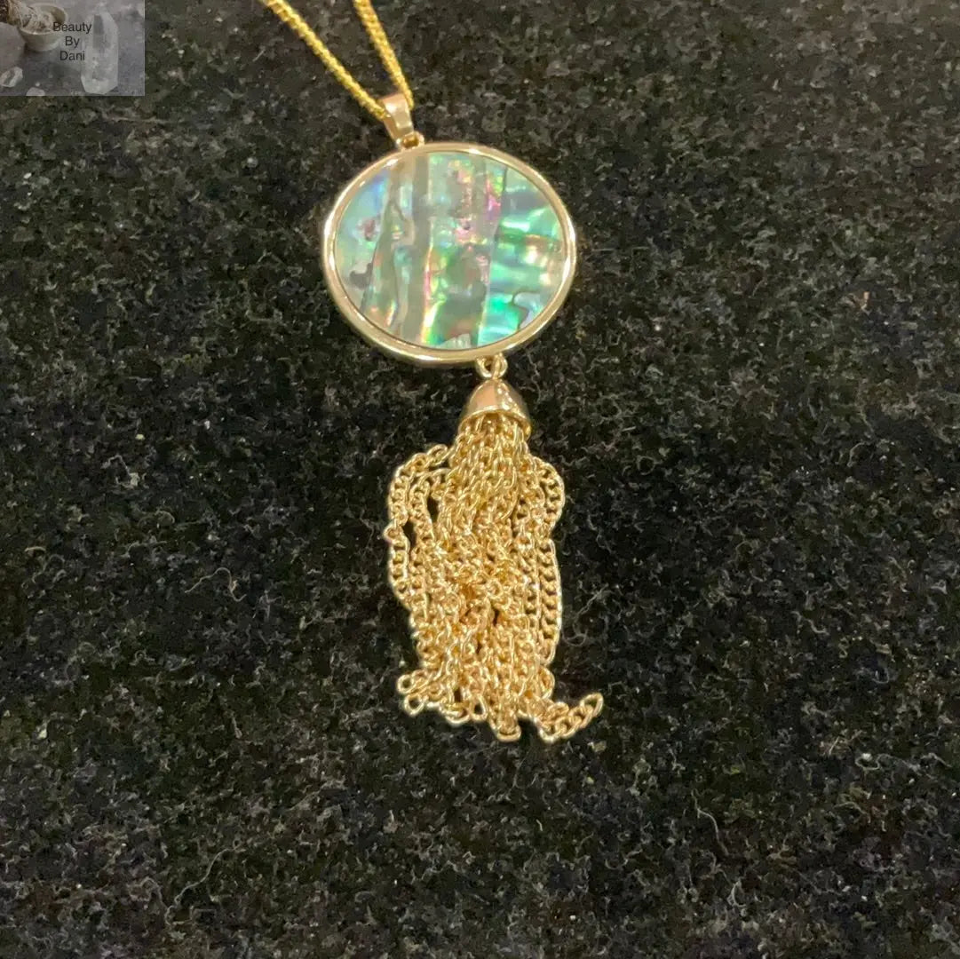 Abalone Tassel Circle Necklace Stainless Steel Jewelry Beauty by Dani