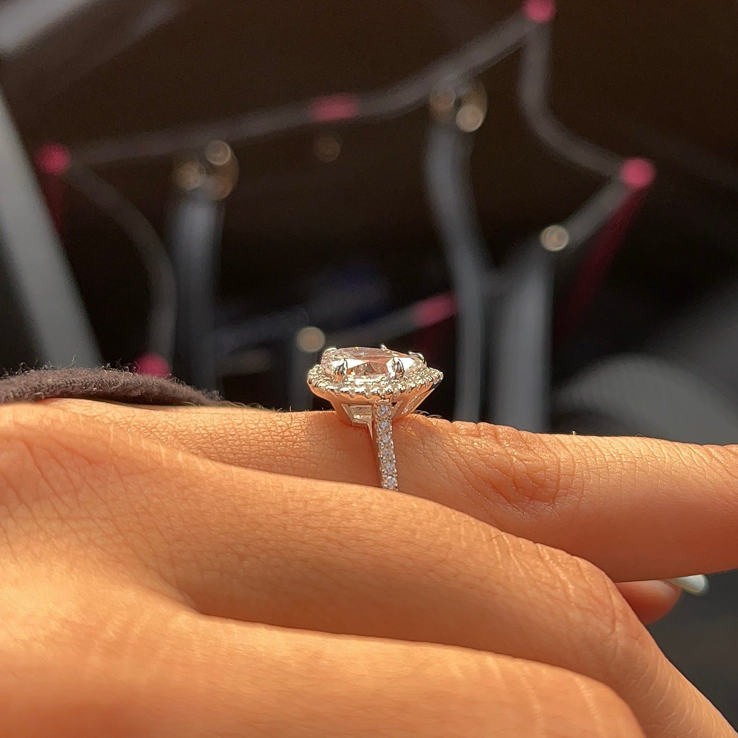 2.0ct Pink Moissanite Lab Diamond Engagement Ring