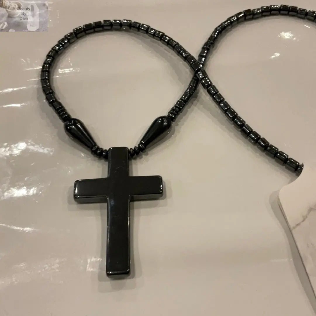 Hematite Confidence Cross Necklace Jewelry