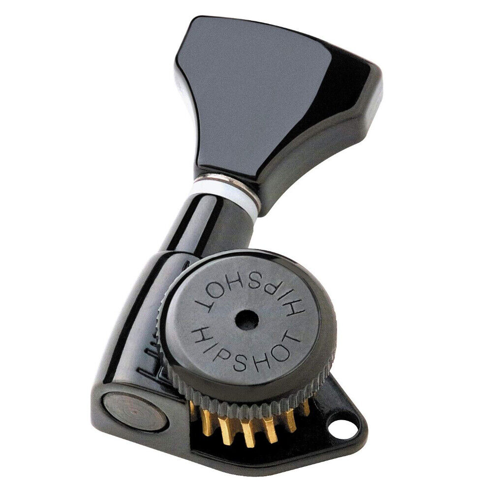 Hipshot Open Black Guitar Tuner Upgrade Kit 3+3 Headstocks 10mm Post Holes