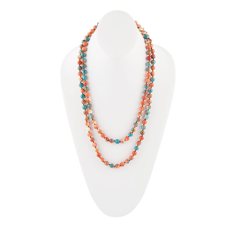 Immeasurable Orange and Blue Ocean Jade Necklace