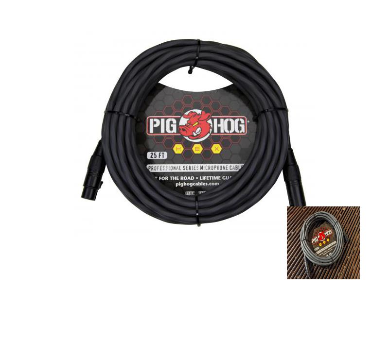 Pig Hog PHMH25GR Hex Series Mic Cable, Grey 25ft-NEW