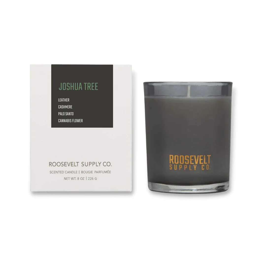 Joshua Tree Scented Candle with Leather and Palo Santo The Roosevelts Candle Co.