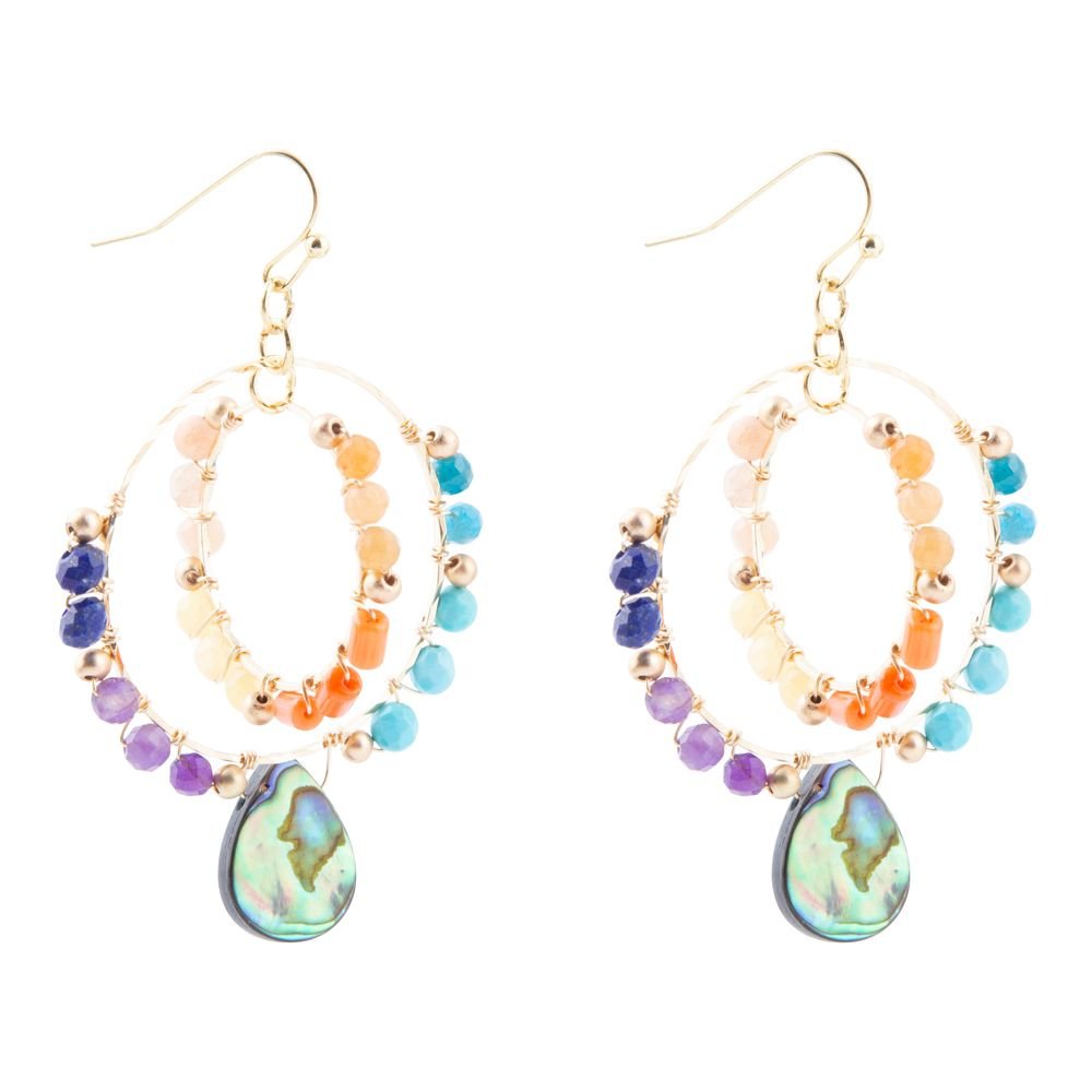 Kaleidoscope Multistone Golden Chandelier Earrings