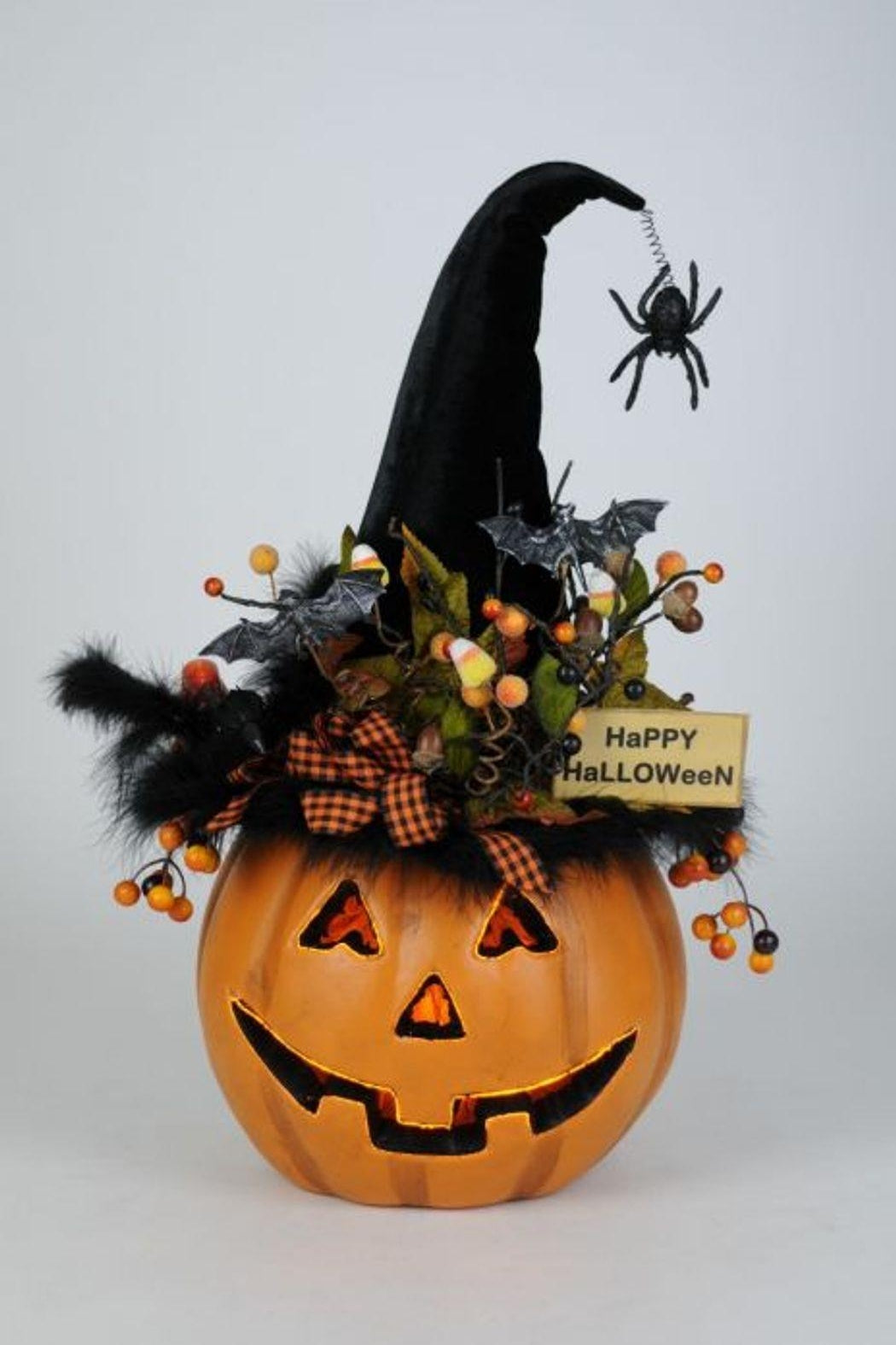 Lighted Fiber Optic Halloween Pumpkin Decorative Collectible