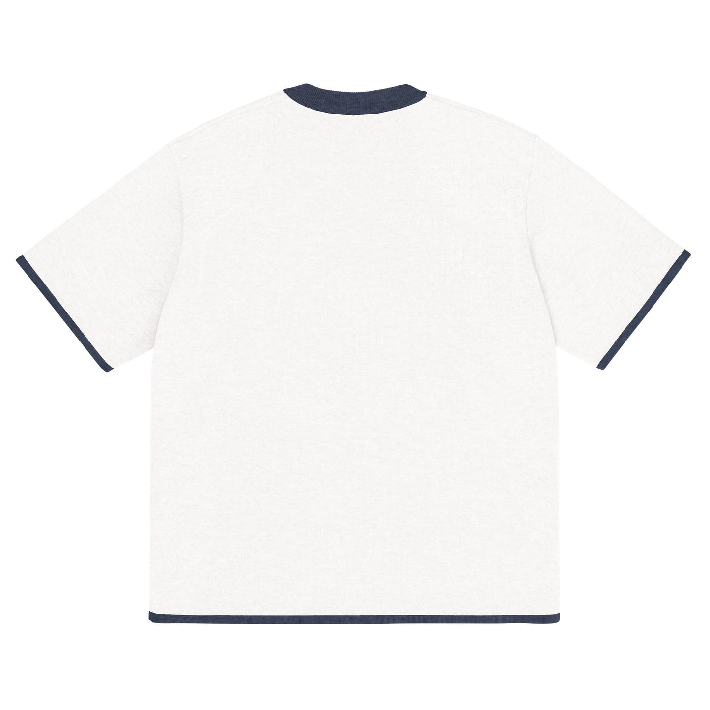 Bleach White with Navy Trim Heavyweight Knitted Classic Tee