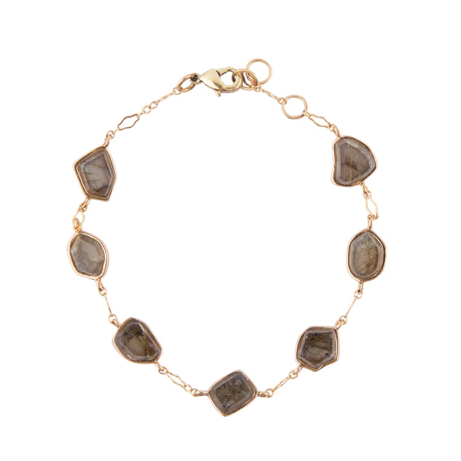 Labradorite and Bronze Line Bracelet