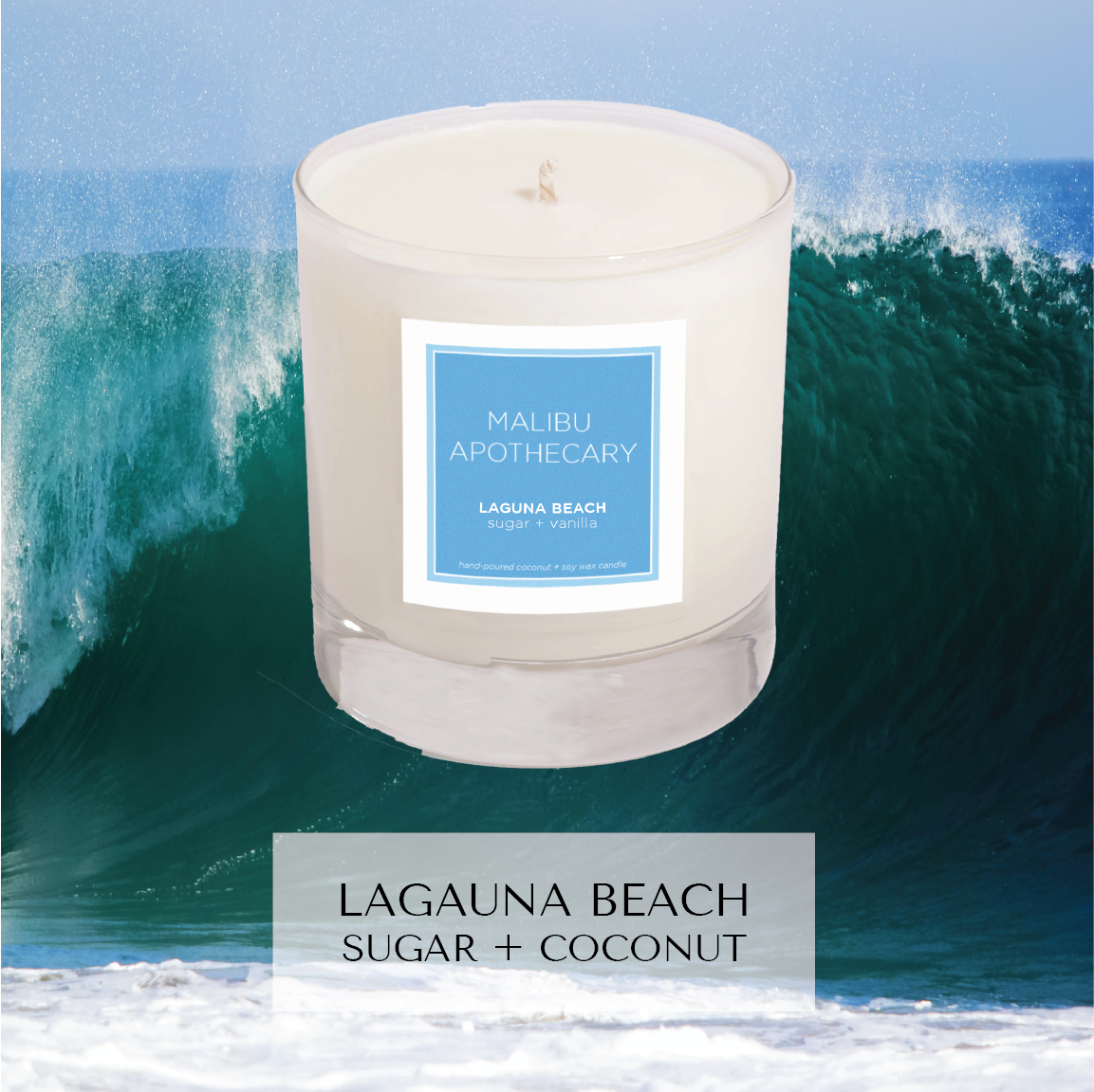 Clear Gloss Blue Accent Candle 8.5oz Coconut Soy Wax