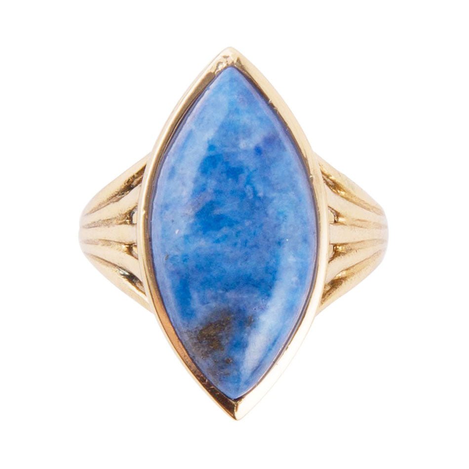 Blue Lapis Golden Spark Ring Bronze Genuine Lapis Jewelry