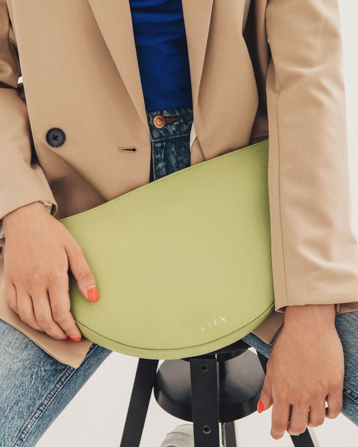 Light Green Clutch LEYZA Leather