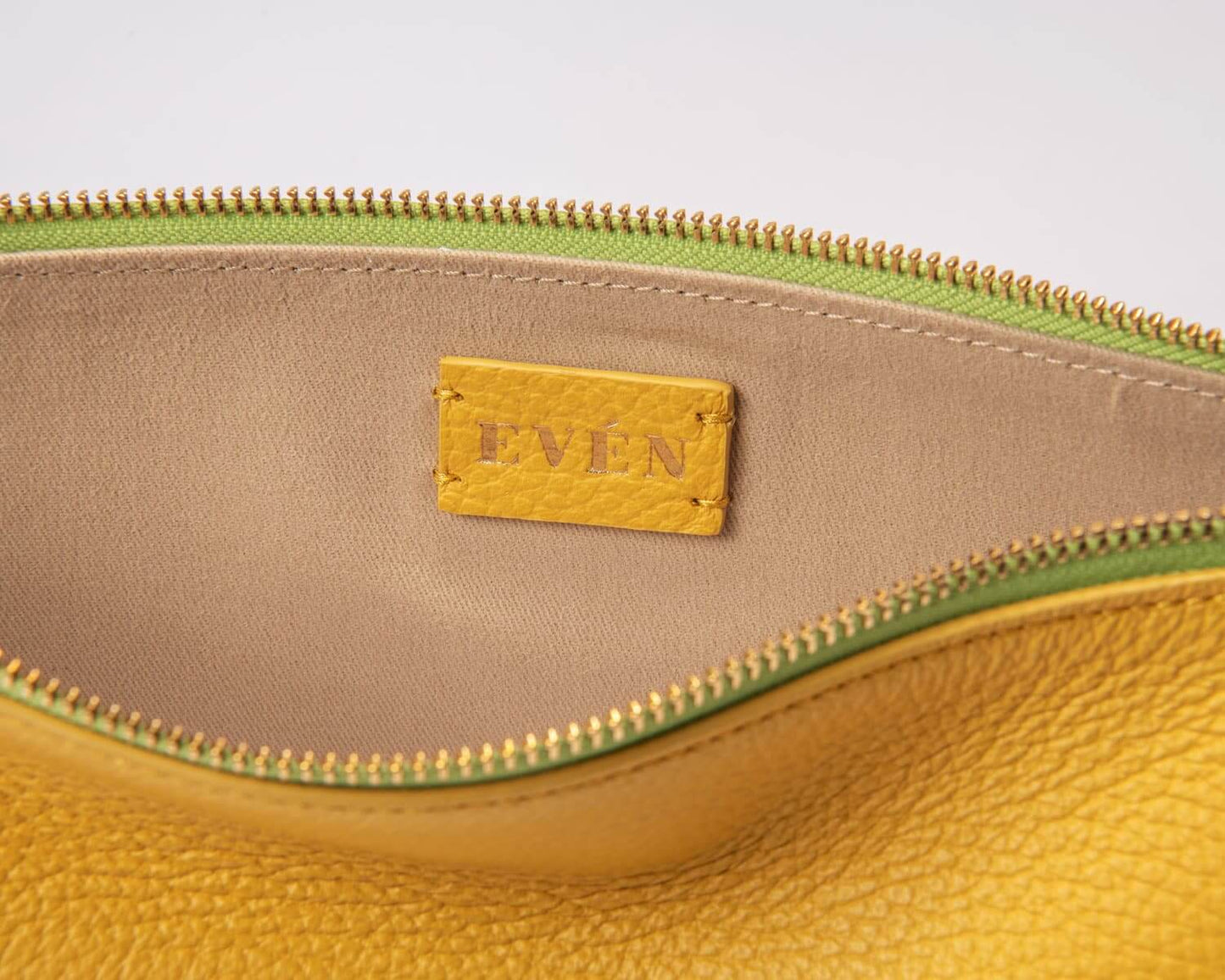 LEYZA Yellow Leather Clutch Bag