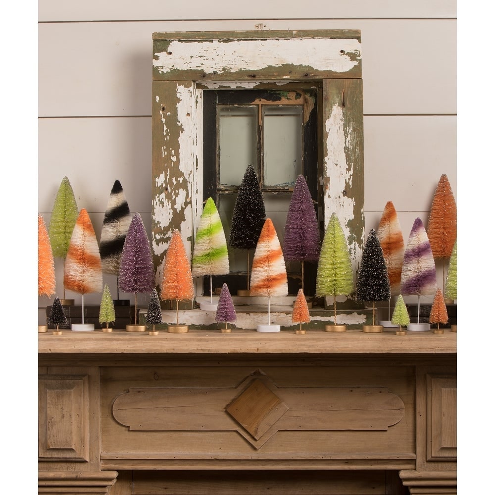 Lime Green Halloween Trees Set of 3 by Bethany Lowe Designs