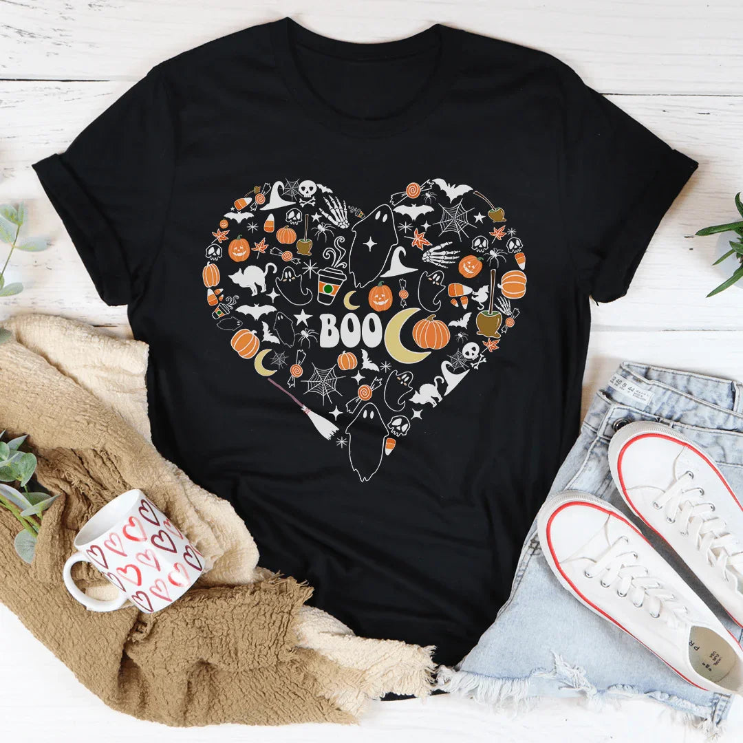 Love Halloween Doodle Soft Cotton Tee Peachy Sunday