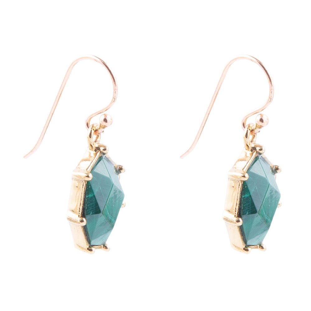 Lukcy 7's Green Malachite and Golden Earrings
