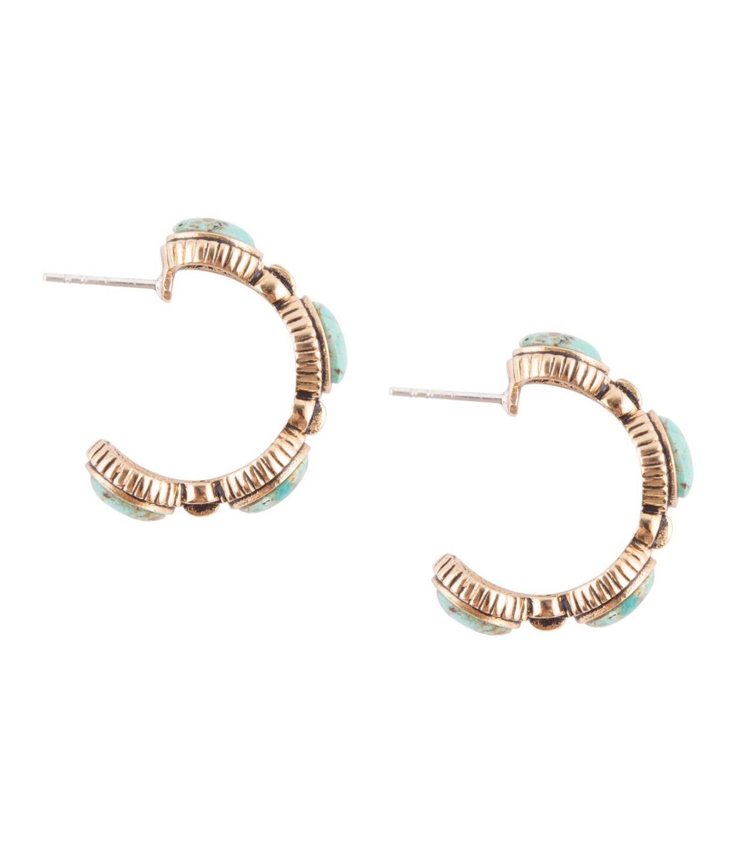 Luxurious Blue Turquoise Golden Hoop Earrings
