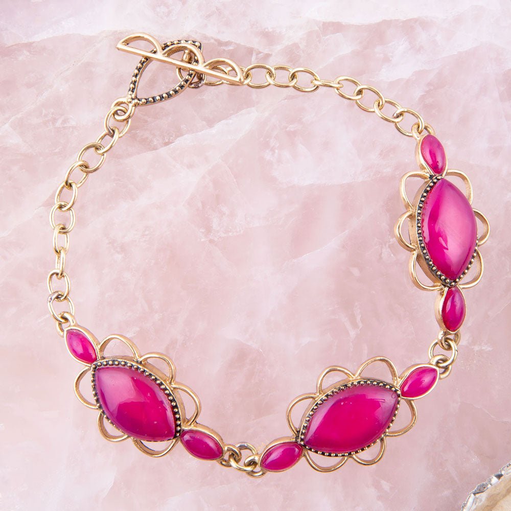 Magenta Agate Link Bracelet