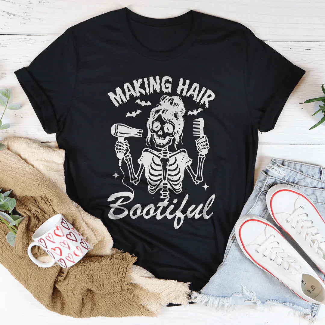 Halloween Hair Stylist Tee Making Hair Bootiful Peachy Sunday