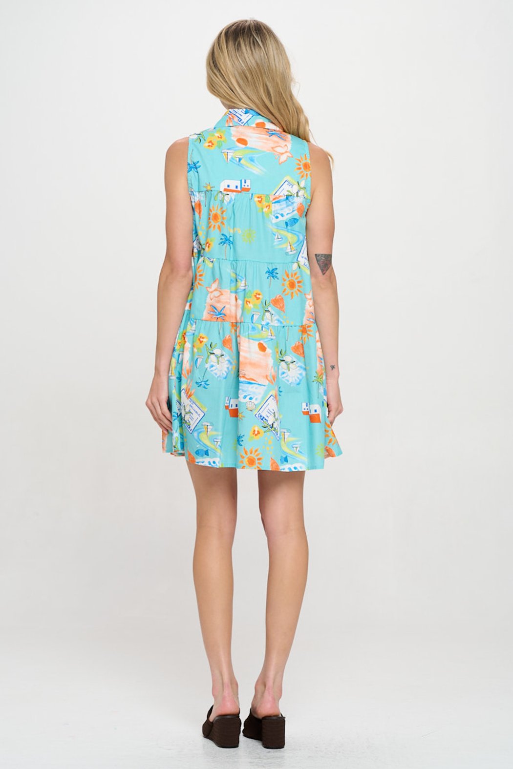 Azure Escape Button Down Shirt Dress