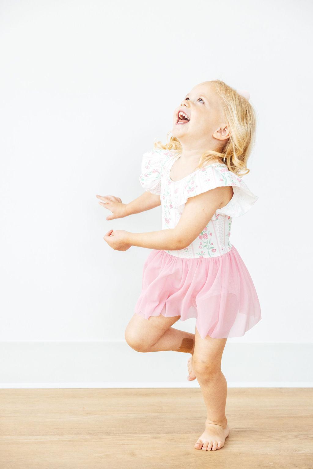 Fancy Florals Short Sleeve Twirl Leotard Mila & Rose
