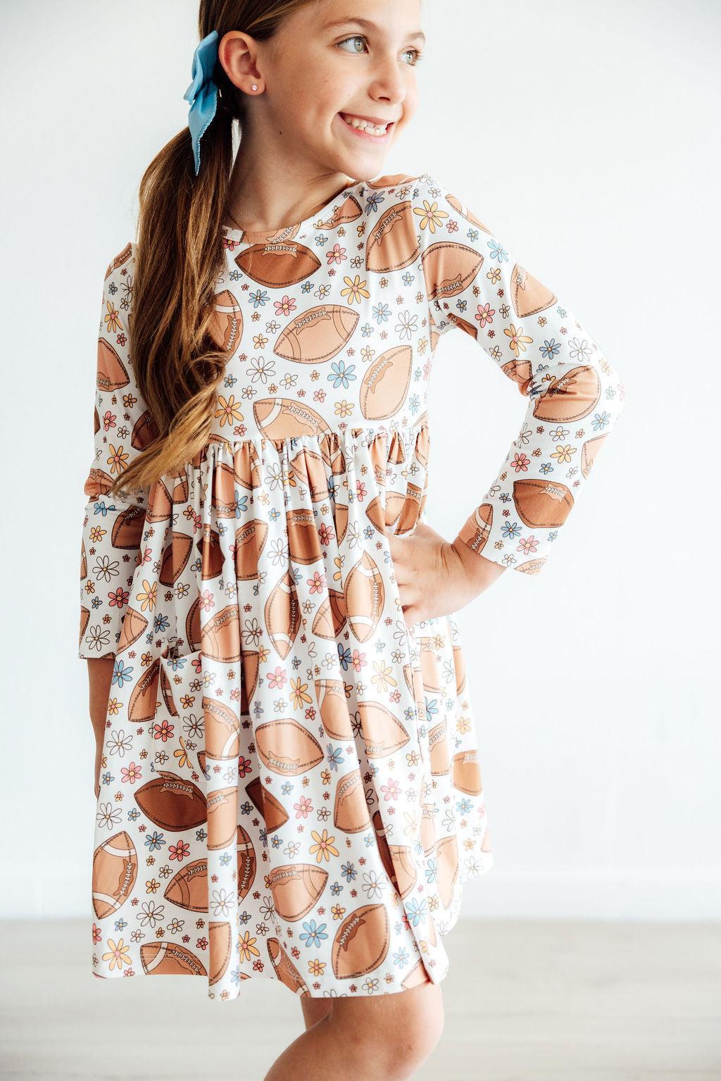 Football Friday Long Sleeve Pocket Twirl Dress Mila & Rose