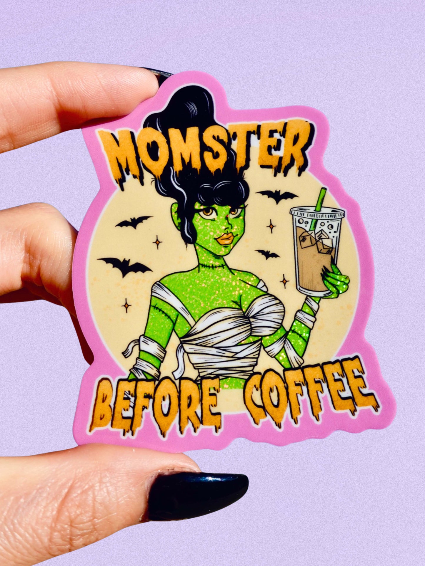 Momster Before Coffee Halloween Sticker