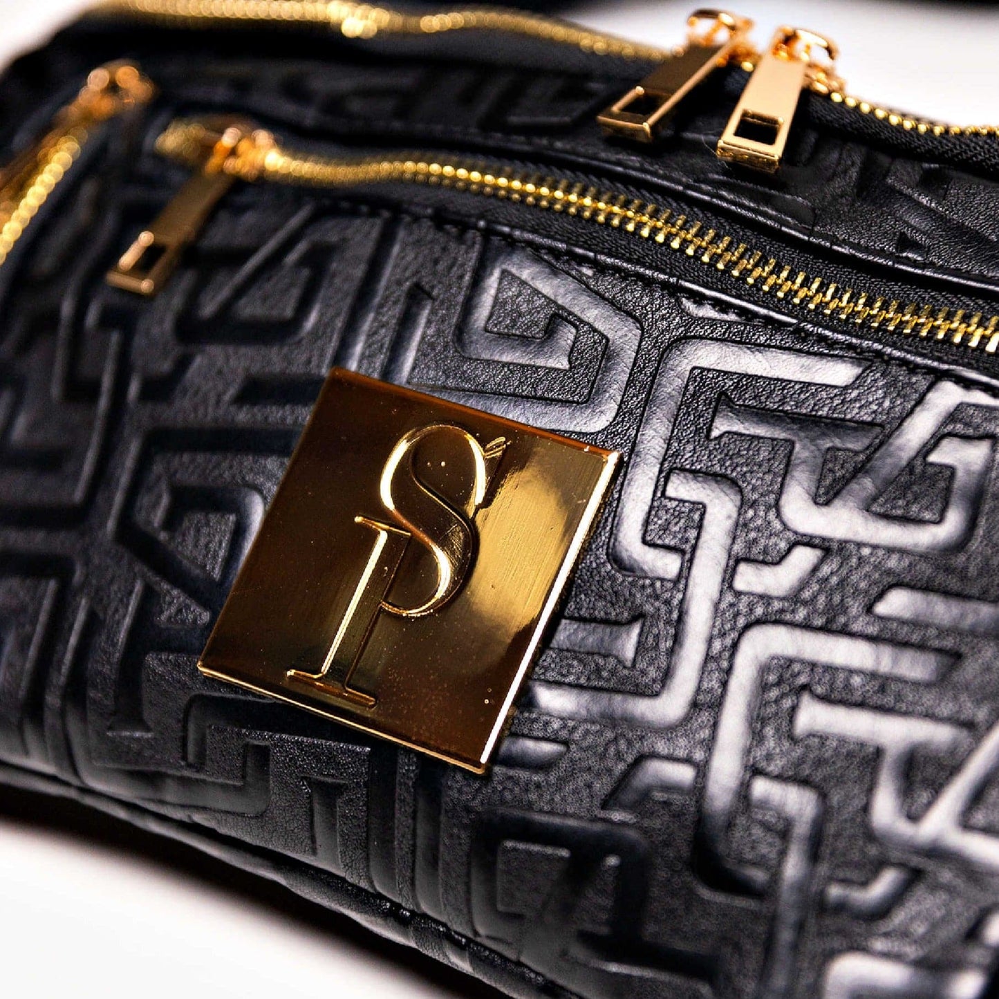 Black Monogram Premium Leather Crossbody Bag